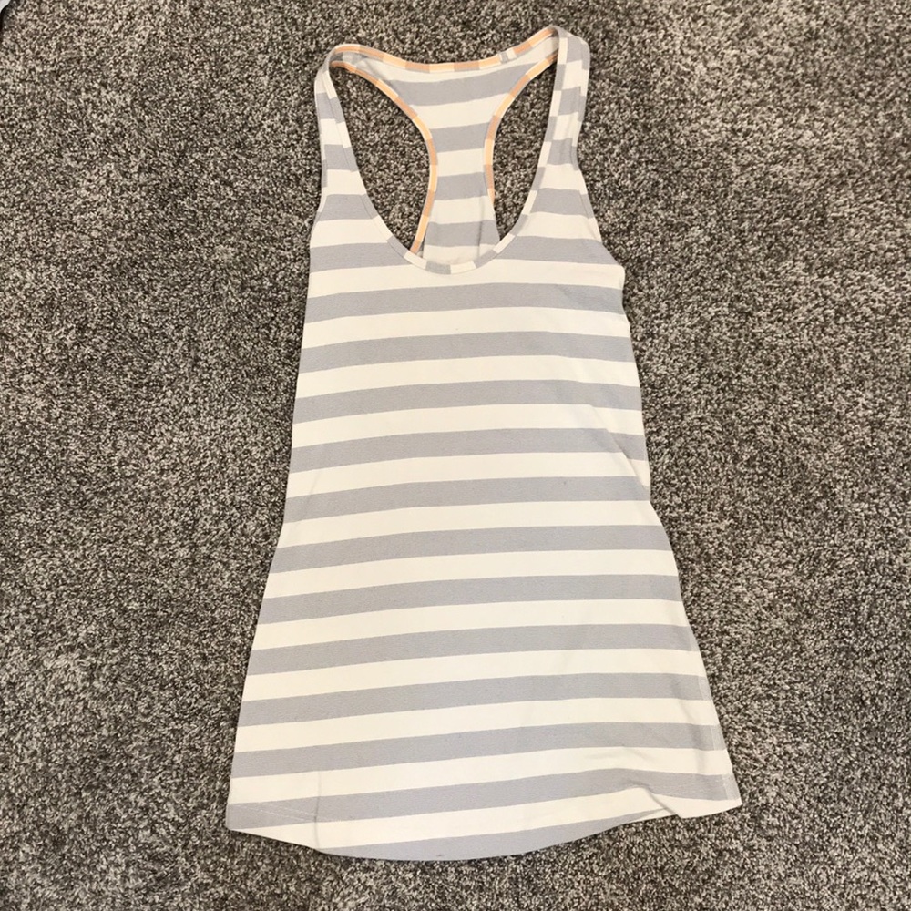 Lululemon white and grey striped Racerback Tank